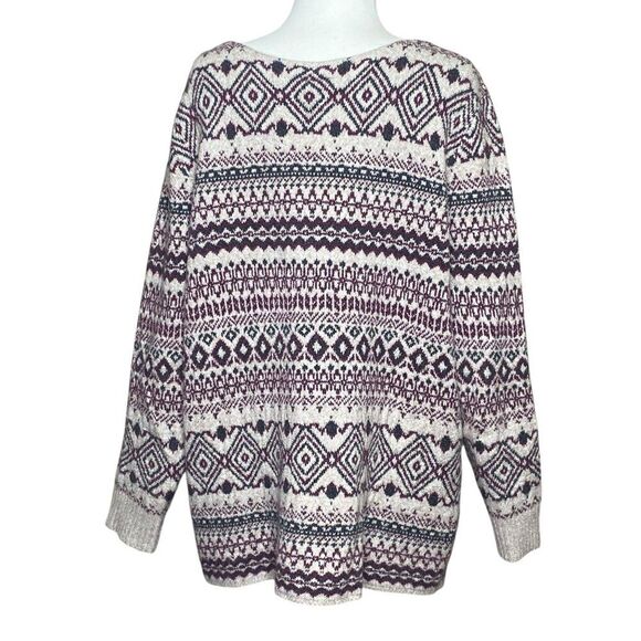 Northcrest Womens Sweater Size 2X Purple, Ivory - Picture 4 of 5